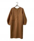 VERMEIL par ienaヴェルメイユ パー イエナ）の古着「ウールリング圧縮 パフスリーブチュニックワンピース」｜ブラウン
