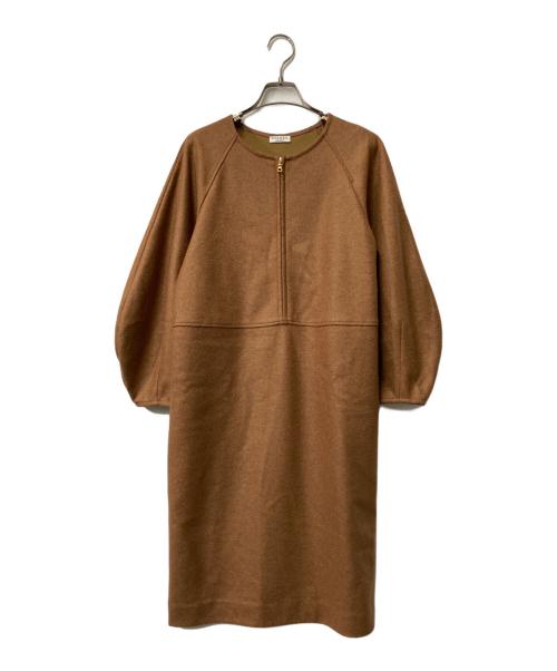 VERMEIL par iena（ヴェルメイユ パー イエナ）VERMEIL par iena (ヴェルメイユ パー イエナ) ウールリング圧縮 パフスリーブチュニックワンピース ブラウン サイズ:FREEの古着・服飾アイテム