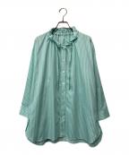 Leilianレリアン）の古着「ストライプブラウス」｜グリーン×ホワイト