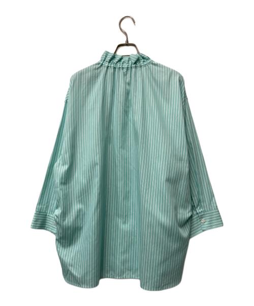 Leilian（レリアン）LEILIAN (レリアン) ストライプブラウス グリーン×ホワイト サイズ:13の古着・服飾アイテム