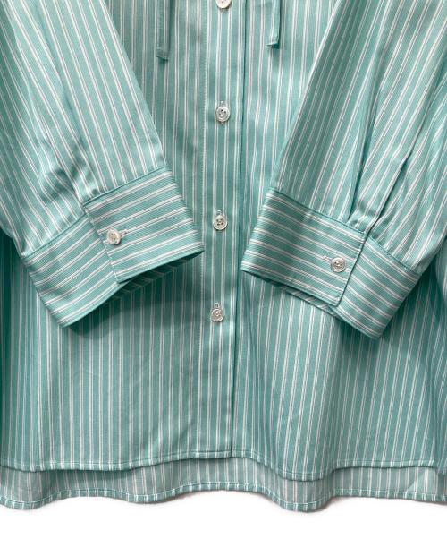 Leilian（レリアン）LEILIAN (レリアン) ストライプブラウス グリーン×ホワイト サイズ:13の古着・服飾アイテム