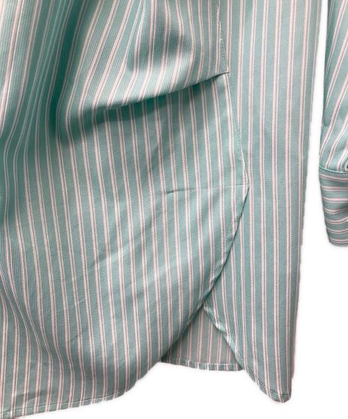 Leilian（レリアン）LEILIAN (レリアン) ストライプブラウス グリーン×ホワイト サイズ:13の古着・服飾アイテム