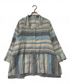 Leilianレリアン）の古着「リネンオープンカラーシャツ」｜ブルー