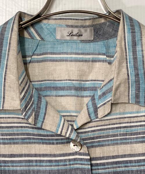 Leilian（レリアン）LEILIAN (レリアン) リネンオープンカラーシャツ ブルー サイズ:13の古着・服飾アイテム