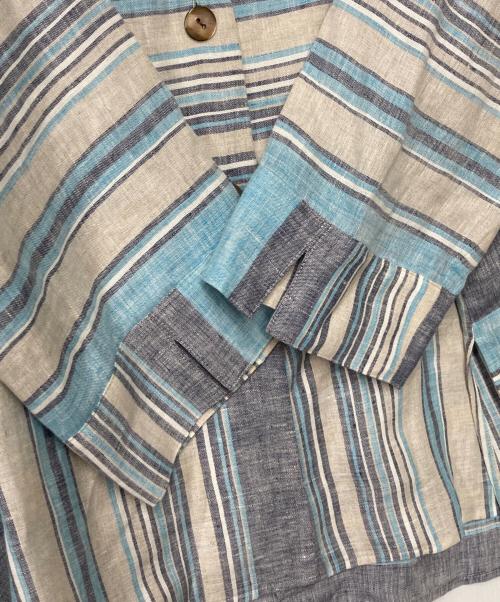 Leilian（レリアン）LEILIAN (レリアン) リネンオープンカラーシャツ ブルー サイズ:13の古着・服飾アイテム