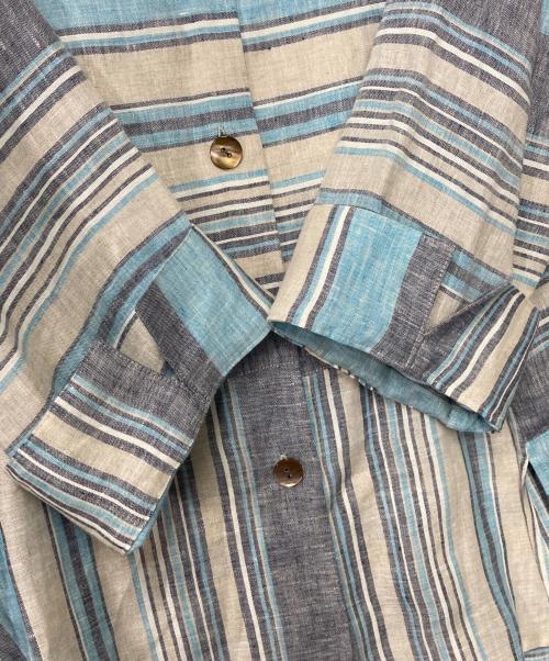 Leilian（レリアン）LEILIAN (レリアン) リネンオープンカラーシャツ ブルー サイズ:13の古着・服飾アイテム