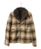NUMBER (N)INEナンバーナイン）の古着「08AW チェックボアジャケット F08-NJ021」｜ベージュ×ブラウン