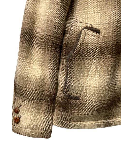 NUMBER (N)INE（ナンバーナイン）NUMBER (N)INE (ナンバーナイン) 08AW チェックボアジャケット F08-NJ021 ベージュ×ブラウン サイズ:2の古着・服飾アイテム