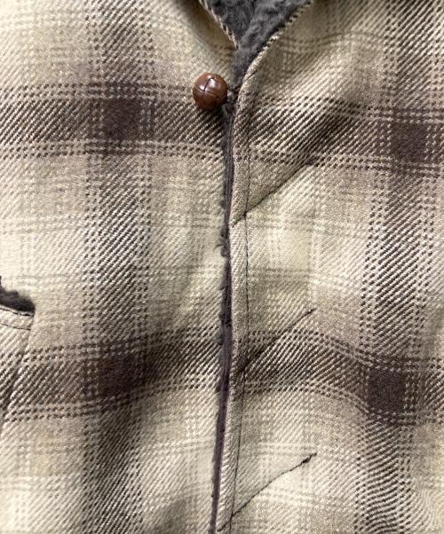 NUMBER (N)INE（ナンバーナイン）NUMBER (N)INE (ナンバーナイン) 08AW チェックボアジャケット F08-NJ021 ベージュ×ブラウン サイズ:2の古着・服飾アイテム