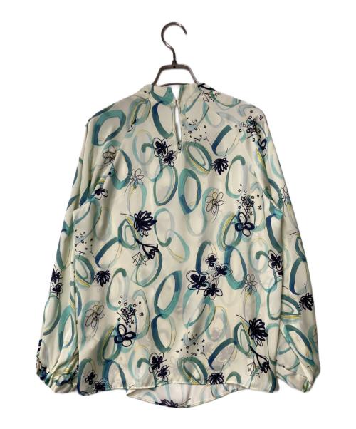 TOMORROW LAND（トゥモローランド）TOMORROW LAND (トゥモローランド) サークルペイントプリント ボウタイギャザーブラウス イエロー×ブルー サイズ:36 未使用品の古着・服飾アイテム