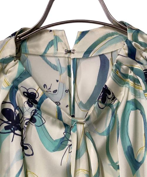 TOMORROW LAND（トゥモローランド）TOMORROW LAND (トゥモローランド) サークルペイントプリント ボウタイギャザーブラウス イエロー×ブルー サイズ:36 未使用品の古着・服飾アイテム