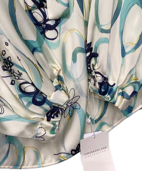 TOMORROW LAND（トゥモローランド）TOMORROW LAND (トゥモローランド) サークルペイントプリント ボウタイギャザーブラウス イエロー×ブルー サイズ:36 未使用品の古着・服飾アイテム