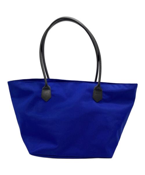 Herve Chapelier（エルベシャプリエ）Herve Chapelier (エルベシャプリエ) レザーハンドル舟型ショルダーL・コーデュラ ブルー×ブラックの古着・服飾アイテム