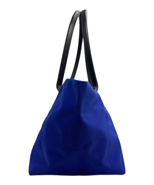 Herve Chapelier（エルベシャプリエ）Herve Chapelier (エルベシャプリエ) レザーハンドル舟型ショルダーL・コーデュラ ブルー×ブラックの古着・服飾アイテム