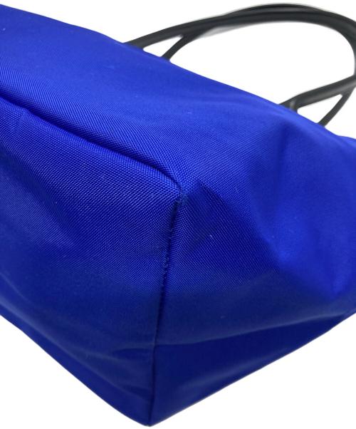 Herve Chapelier（エルベシャプリエ）Herve Chapelier (エルベシャプリエ) レザーハンドル舟型ショルダーL・コーデュラ ブルー×ブラックの古着・服飾アイテム