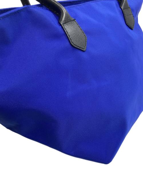 Herve Chapelier（エルベシャプリエ）Herve Chapelier (エルベシャプリエ) レザーハンドル舟型ショルダーL・コーデュラ ブルー×ブラックの古着・服飾アイテム