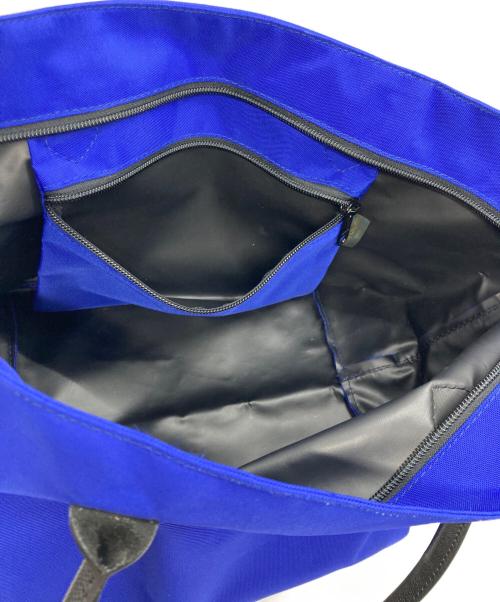 Herve Chapelier（エルベシャプリエ）Herve Chapelier (エルベシャプリエ) レザーハンドル舟型ショルダーL・コーデュラ ブルー×ブラックの古着・服飾アイテム