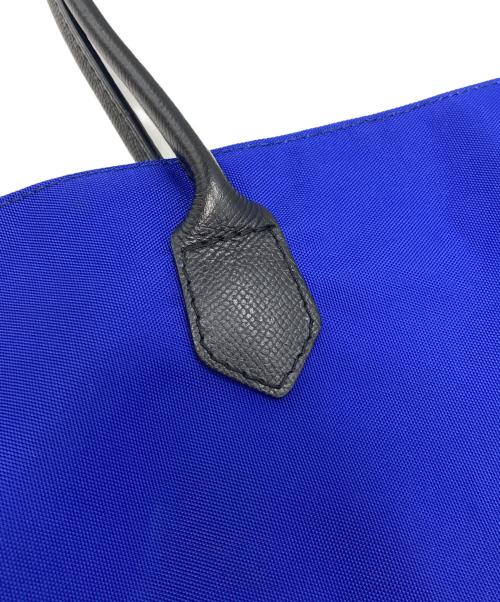 Herve Chapelier（エルベシャプリエ）Herve Chapelier (エルベシャプリエ) レザーハンドル舟型ショルダーL・コーデュラ ブルー×ブラックの古着・服飾アイテム