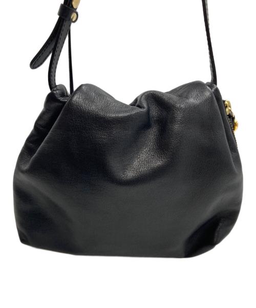 gem  by russet（ジェムバイラシット）gem  by russet (ジェムバイラシット) レザーショルダーバッグ　ブラック ブラックの古着・服飾アイテム