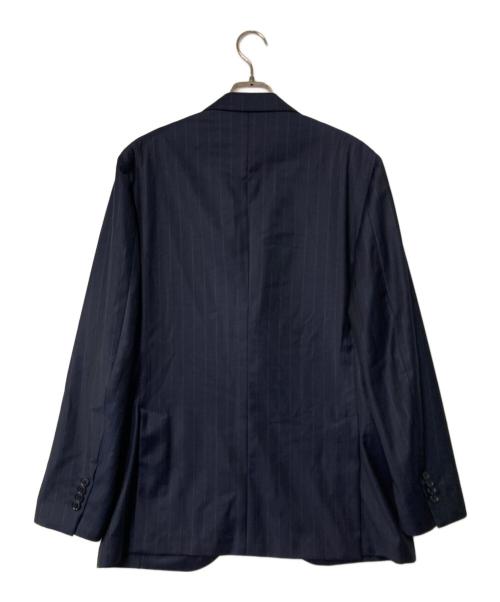 LARDINI（ラルディーニ）LARDINI (ラルディーニ) ウールストライプ テーラードジャケット 仮切羽 段返り ブートニエール付 ネイビー サイズ:50 REGの古着・服飾アイテム