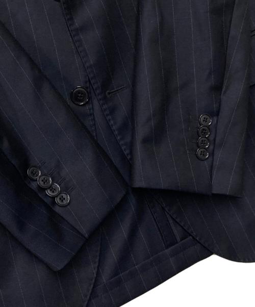 LARDINI（ラルディーニ）LARDINI (ラルディーニ) ウールストライプ テーラードジャケット 仮切羽 段返り ブートニエール付 ネイビー サイズ:50 REGの古着・服飾アイテム