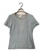 CELINEセリーヌ）の古着「ロゴ刺繍 Tシャツ 29368/1237」｜スカイブルー
