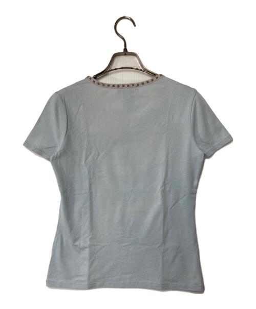 CELINE（セリーヌ）CELINE (セリーヌ) ロゴ刺繍 Tシャツ 29368/1237 スカイブルー サイズ:Mの古着・服飾アイテム
