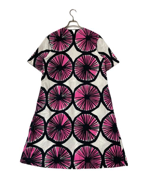 marimekko（マリメッコ）marimekko (マリメッコ) 総柄シャツワンピース ブラック×ピンク サイズ:36の古着・服飾アイテム
