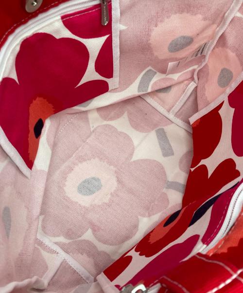 marimekko（マリメッコ）marimekko (マリメッコ) ウニッコ柄キャンバストートバッグ　ピンク×レッド ピンク×レッドの古着・服飾アイテム