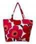 marimekko（マリメッコ）の古着「ウニッコ柄キャンバストートバッグ　ピンク×レッド」｜ピンク×レッド