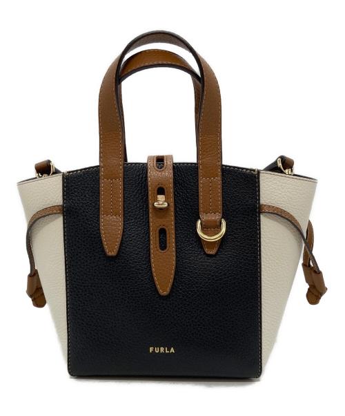 FURLA（フルラ）FURLA (フルラ) BASRFUA 2WAYバッグ ブラック×ブラウン×アイボリーの古着・服飾アイテム