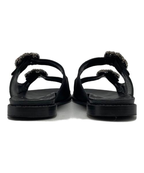 Manolo Blahnik（マノロブラニク）Manolo Blahnik (マノロブラニク) STURLUSHANGI ビジュー サンダル ブラック サイズ:36の古着・服飾アイテム