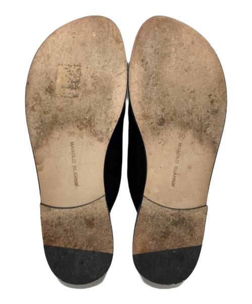 Manolo Blahnik（マノロブラニク）Manolo Blahnik (マノロブラニク) STURLUSHANGI ビジュー サンダル ブラック サイズ:36の古着・服飾アイテム