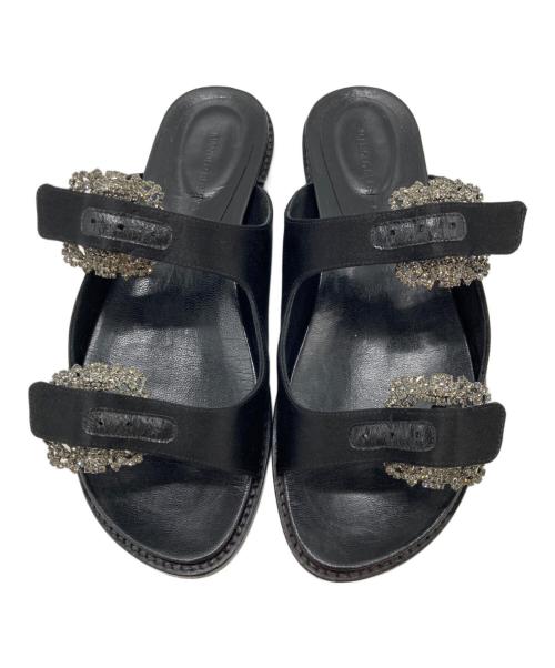 Manolo Blahnik（マノロブラニク）Manolo Blahnik (マノロブラニク) STURLUSHANGI ビジュー サンダル ブラック サイズ:36の古着・服飾アイテム
