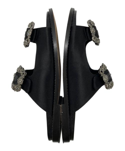 Manolo Blahnik（マノロブラニク）Manolo Blahnik (マノロブラニク) STURLUSHANGI ビジュー サンダル ブラック サイズ:36の古着・服飾アイテム