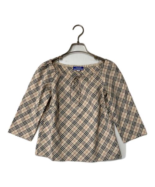 BURBERRY BLUE LABEL（バーバリーロンドンブルーレーベル）BURBERRY BLUE LABEL (バーバリーロンドンブルーレーベル) ノヴァチェックブラウス FE549-137 ノバチェック ベージュ サイズ:38の古着・服飾アイテム