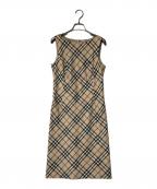 BURBERRY BLUE LABELバーバリーロンドンブルーレーベル）の古着「ノースリーブノバチェックワンピース」｜ベージュ