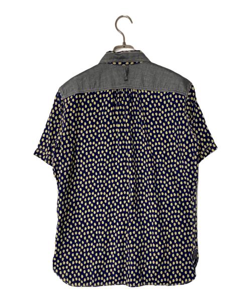 COMME des GARCONS JUNYA WATANABE MAN（コム デ ギャルソン ジュンヤ ワタナベ マン）COMME des GARCONS JUNYA WATANABE MAN (コム デ ギャルソン ジュンヤ ワタナベ マン) 総柄切替シャツ ネイビー×グレー サイズ:Mの古着・服飾アイテム
