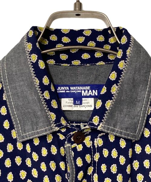 COMME des GARCONS JUNYA WATANABE MAN（コム デ ギャルソン ジュンヤ ワタナベ マン）COMME des GARCONS JUNYA WATANABE MAN (コム デ ギャルソン ジュンヤ ワタナベ マン) 総柄切替シャツ ネイビー×グレー サイズ:Mの古着・服飾アイテム