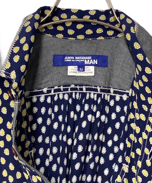 COMME des GARCONS JUNYA WATANABE MAN（コム デ ギャルソン ジュンヤ ワタナベ マン）COMME des GARCONS JUNYA WATANABE MAN (コム デ ギャルソン ジュンヤ ワタナベ マン) 総柄切替シャツ ネイビー×グレー サイズ:Mの古着・服飾アイテム
