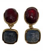 GOOSSENS Parisグーセンスパリ）の古着「二連イヤリング ストーン」｜ゴールド×レッド