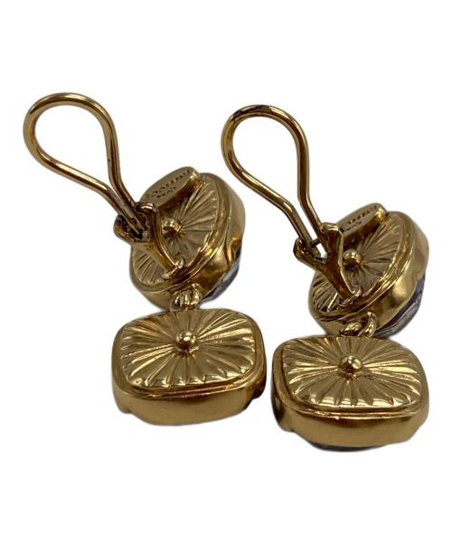 GOOSSENS Paris（グーセンスパリ）GOOSSENS Paris (グーセンスパリ) 二連イヤリング ストーン ゴールド×レッドの古着・服飾アイテム