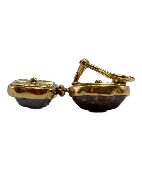 GOOSSENS Paris（グーセンスパリ）GOOSSENS Paris (グーセンスパリ) 二連イヤリング ストーン ゴールド×レッドの古着・服飾アイテム