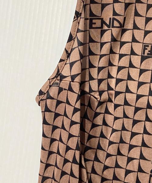 FENDI（フェンディ）FENDI (フェンディ) 総柄 キャミソールワンピース ブラウン×ブラック サイズ:42の古着・服飾アイテム