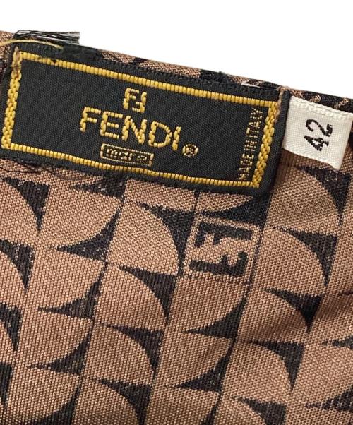 FENDI（フェンディ）FENDI (フェンディ) 総柄 キャミソールワンピース ブラウン×ブラック サイズ:42の古着・服飾アイテム