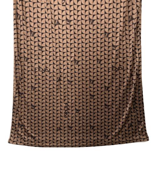 FENDI（フェンディ）FENDI (フェンディ) 総柄 キャミソールワンピース ブラウン×ブラック サイズ:42の古着・服飾アイテム