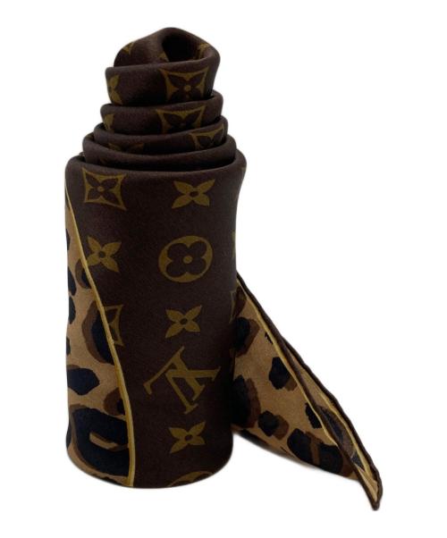 LOUIS VUITTON（ルイ ヴィトン）LOUIS VUITTON (ルイ ヴィトン) モノグラム レオパード シルクスカーフ ブラウンの古着・服飾アイテム