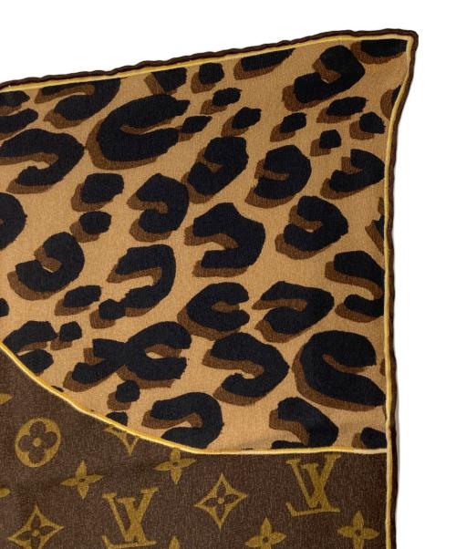 LOUIS VUITTON（ルイ ヴィトン）LOUIS VUITTON (ルイ ヴィトン) モノグラム レオパード シルクスカーフ ブラウンの古着・服飾アイテム