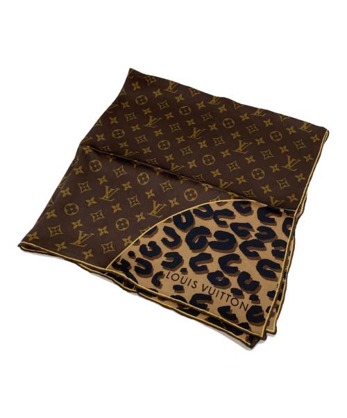 LOUIS VUITTON（ルイ ヴィトン）LOUIS VUITTON (ルイ ヴィトン) モノグラム レオパード シルクスカーフ ブラウンの古着・服飾アイテム