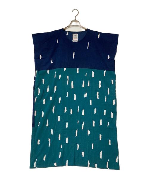 SOU・SOU（ソウソウ）SOU・SOU (ソウソウ) 総柄ワンピース ネイビー×グリーン サイズ:FREEの古着・服飾アイテム